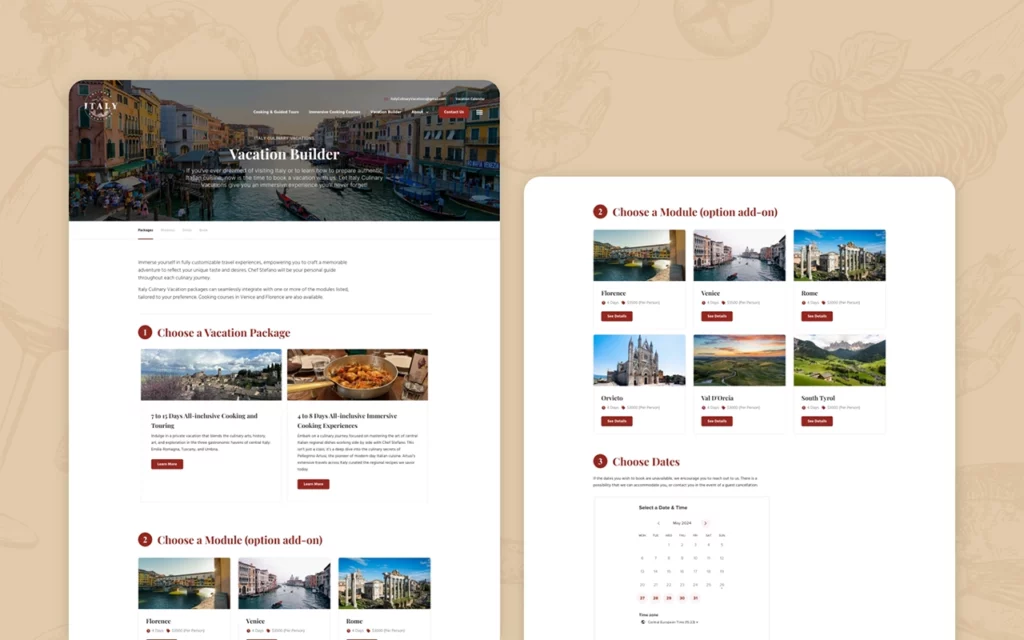Italy Culinary Vacations Website